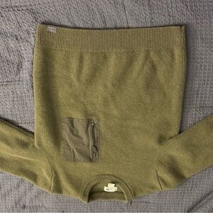 L.L. Bean Olive Crewneck Sweater with Pocket